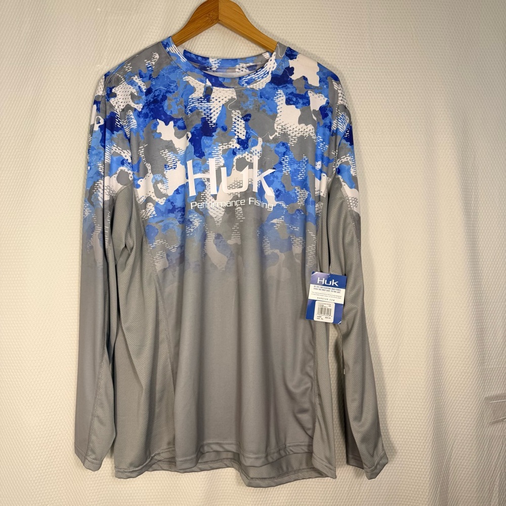 Huk Performance Fishing Long Sleeve Camo-Blue Shirt